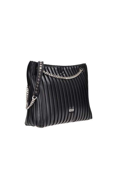 Borsa A Tracolla Patti In Ecopelle Plissettata Con Chiusura Cerniera E Logo Frontale CULT Dimensioni 32x27x14 Cm