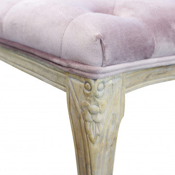 Panca in legno con rivestimento in velluto rosa 110x36x47 cm