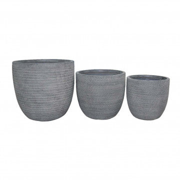 Set 3 vasi calla fibra sintetica grigia dimensioni progressive
