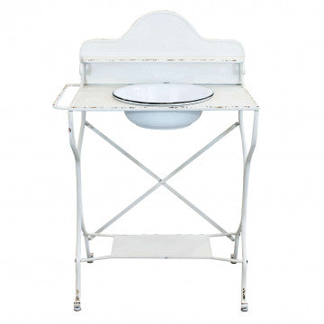 Catino in acciaio con struttura in ferro, dimensioni 69x42x103,5 cm