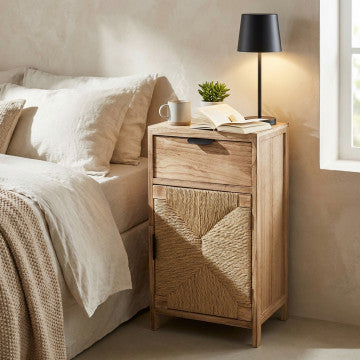 Mobiletto in legno 1 cassetto 1 anta 34x25x64 cm marrone chiaro