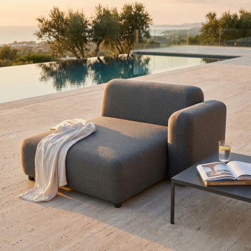 Chaise longue in alluminio con cuscini, 119x165x40 cm, grigio scuro