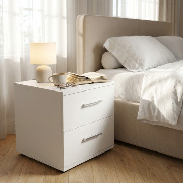 Comodino truciolare bilaminato bianco cm 44,5x35x43,5h