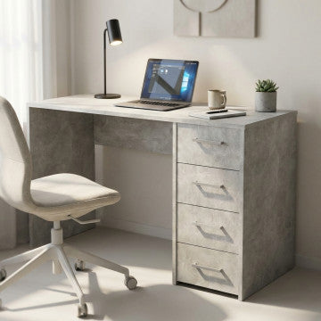 Porta PC in truciolare bilaminato grigio effetto cemento 120x50x74 cm