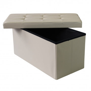 Pouf contenitore rettangolare in ecopelle, 76x38x38 cm, rosa pallido