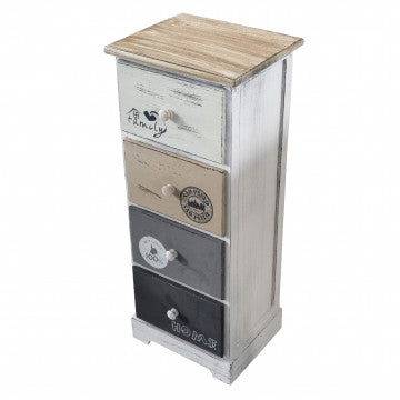 Mobiletto in legno con 4 cassetti - 29x25x72 cm