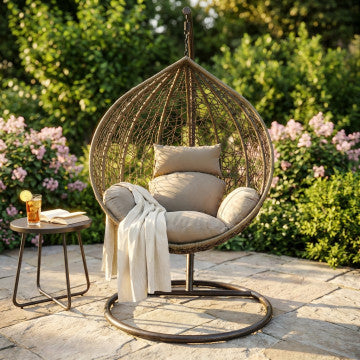 Dondolo struttura metallo tortora seduta wicker grigio bianco naturale
