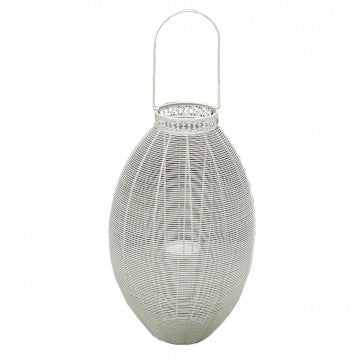 Portacandela in acciaio verniciato bianco antico 19x37,5x56 cm