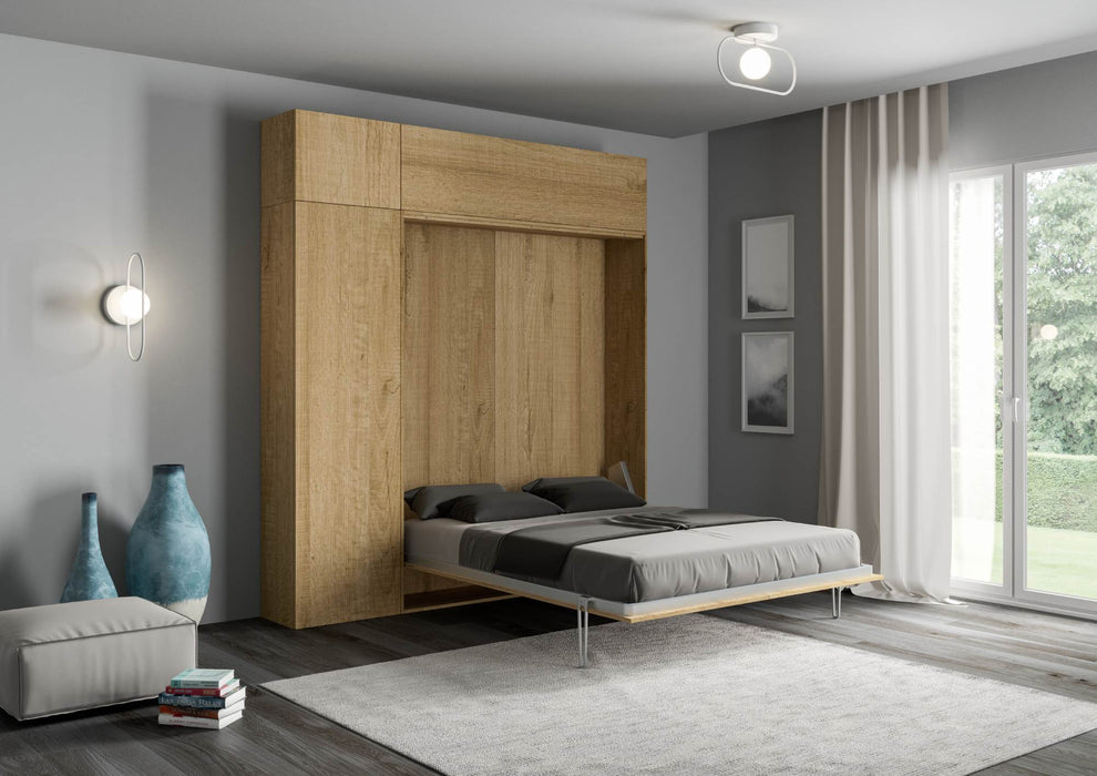 Letto matrimoniale a scomparsa 160 verticale Kentaro con colonna e pensili