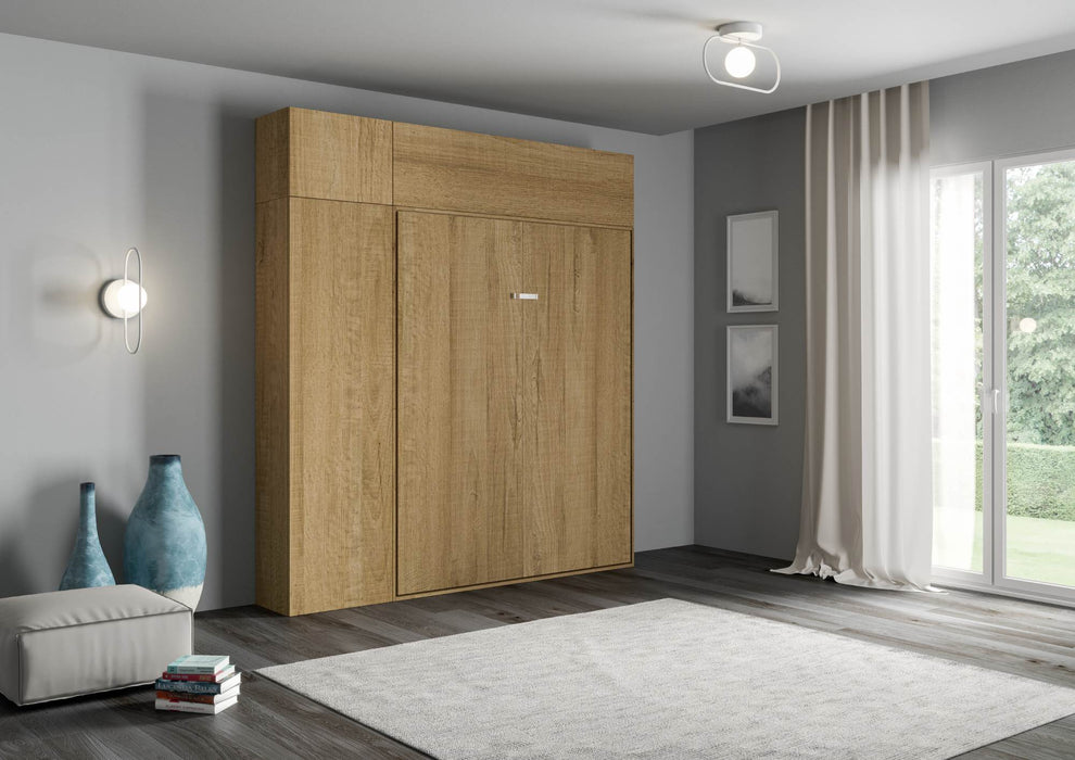 Letto matrimoniale a scomparsa 160 verticale Kentaro con colonna e pensili