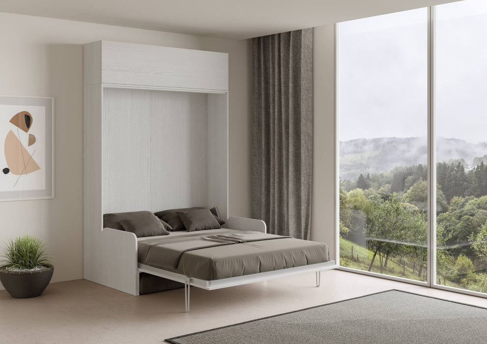 Letto Kentaro Sofà con pensile aperto, soluzione trasformabile per creare una camera da letto in pochi gesti.