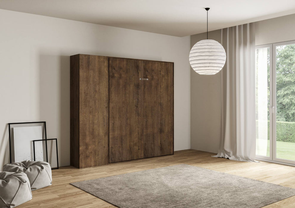 Letto Kentaro con colonna chiuso in legno scuro, perfetto per arredare con stile e funzionalità.