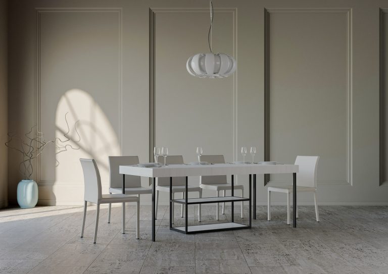 Consolle Estensibile Plano con Telaio Antracite e Allunghe Multiple