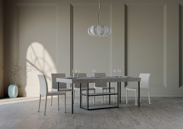 Consolle Estensibile Plano con Telaio Antracite e Allunghe Multiple