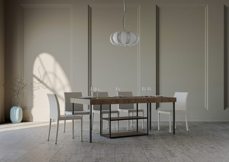 Consolle Estensibile Plano con Telaio Antracite e Allunghe Multiple