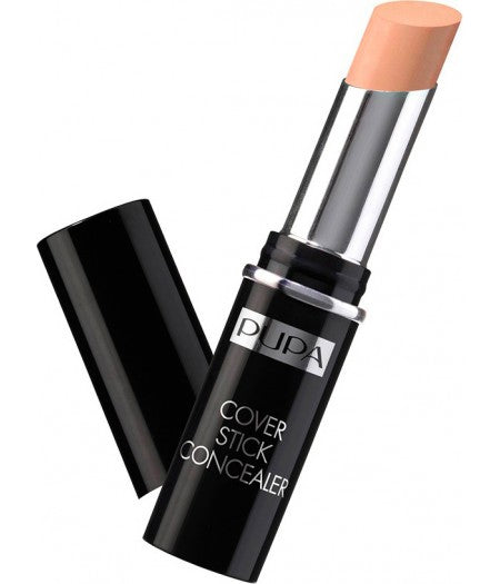 Correttore stick beige scuro PUPA con confezione nera e cappuccio, ideale per copertura media-alta di occhiaie e imperfezioni, dermatologicamente testato