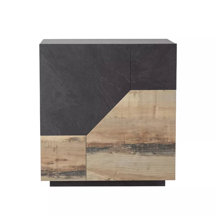 Alien Report Sideboard – Birnbaumholz/Schiefer, 79,2 x 43 x 86 cm, Made in Italy