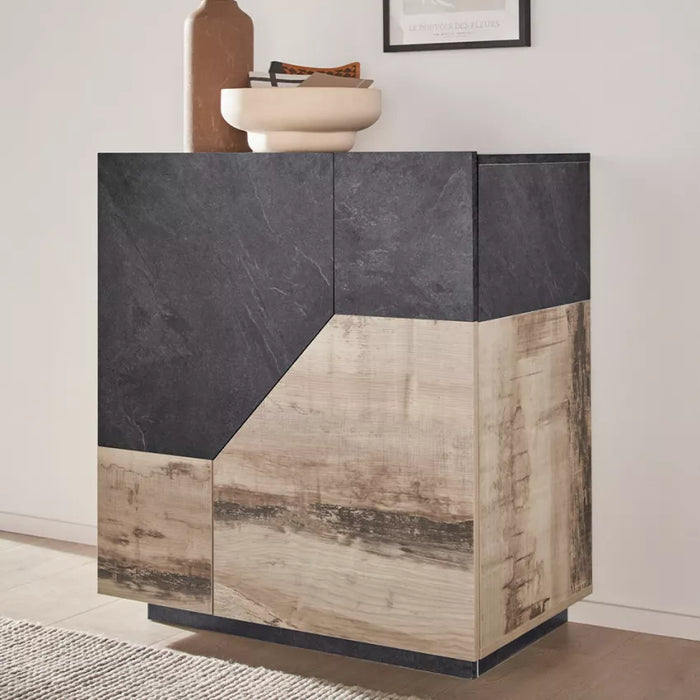 Alien Report Sideboard – Birnbaumholz/Schiefer, 79,2 x 43 x 86 cm, Made in Italy