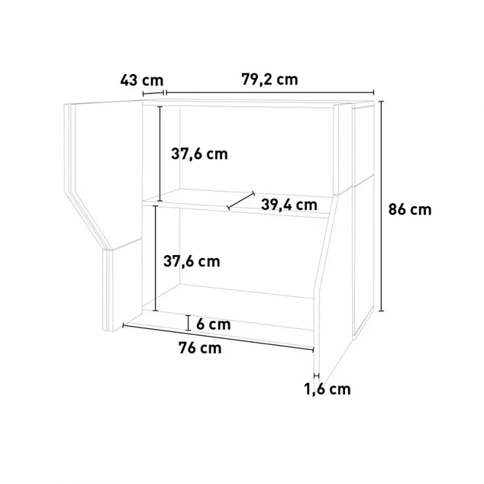 Alien Report Sideboard – Birnbaumholz/Schiefer, 79,2 x 43 x 86 cm, Made in Italy