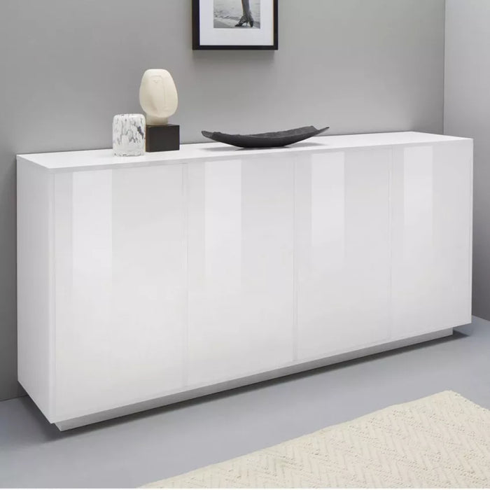 Credenza Bloom – Bianco Laccato Lucido, 180x41x86 cm, Made in Italy
