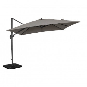 Ombrellone 3x3 m telo poliestere grigio palo alluminio girevole