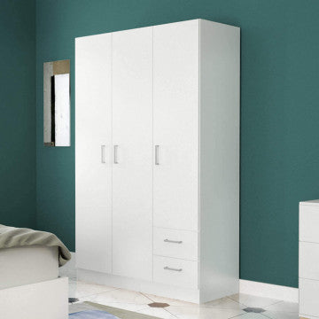 Armadio 3 ante e 2 cassetti truciolare bilaminato 120x52x190 cm