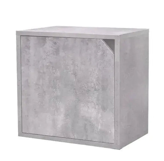 Cubo componibile 35x29x35cm in finitura cemento con sportello chiuso. Ideale per creare scaffali modulari per casa e ufficio.