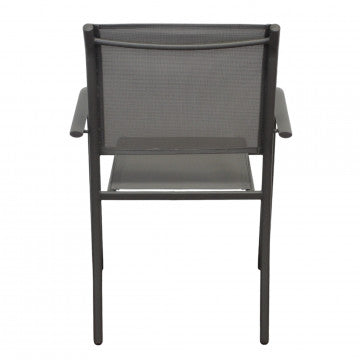 Poltrona impilabile struttura alluminio seduta schienale textilene 56x63x86cm