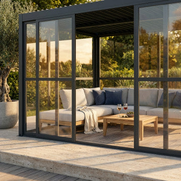 Laterale policarbonato grigio scuro 370x238 cm per pergola bioclimatica
