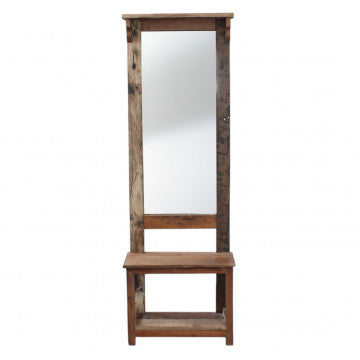 Mobile entrata legno riciclato 60x30x180 cm colore marrone