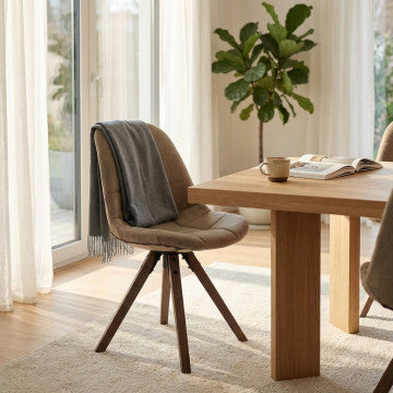 Sedia in legno di quercia con seduta in PVC, dimensioni 48x44x84 cm