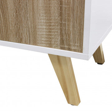 Mobile melammina 3 ante naturali, struttura bianca, 150x39,5x75 cm