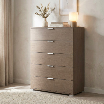Mobiletto 5 cassetti rovere grigio 75x38x103 cm truciolare