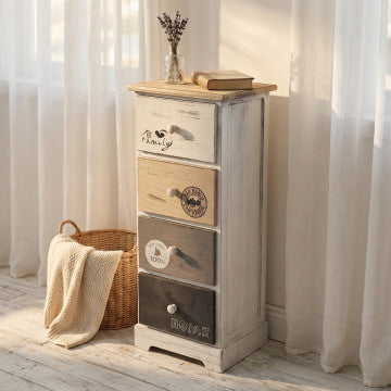 Mobiletto in legno con 4 cassetti - 29x25x72 cm