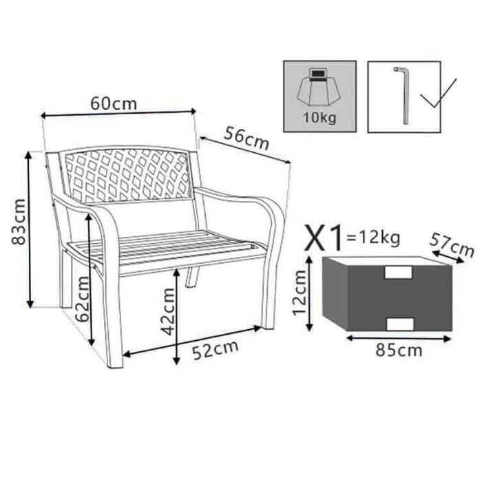 Poltrona Montreal Acciaio Antracite 60x56x85h cm