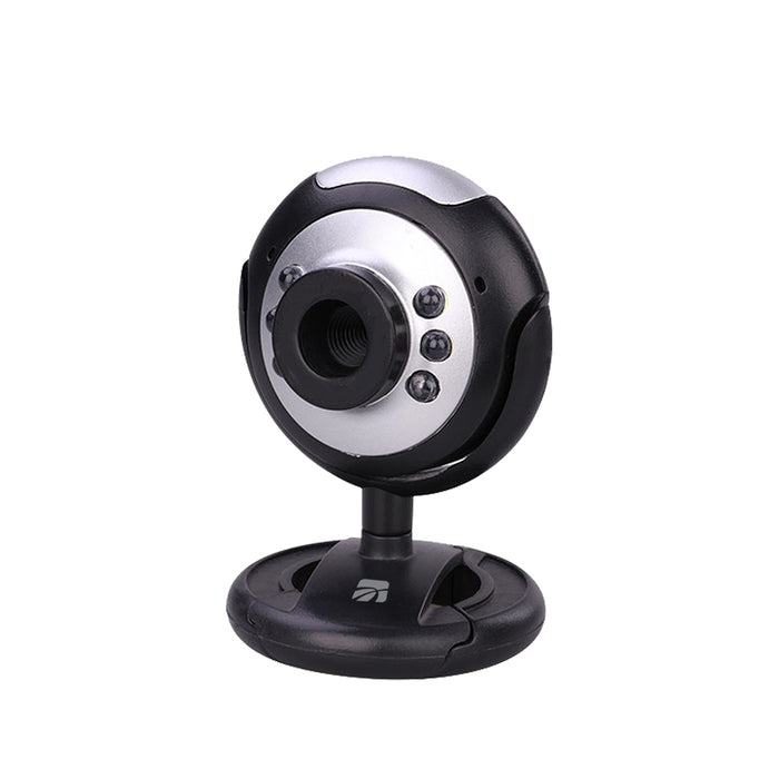 Webcam HD 640x480 USB Nero con Microfono e Luce LED