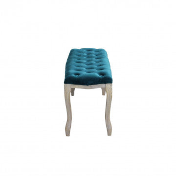 Panca in legno e velluto blu, dimensioni 110x36x47 cm, peso 5,5 kg