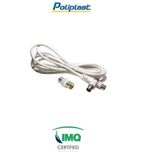 Cavo Antenna 2 mt Connettore Femmina Adattatore Maschio Bianco