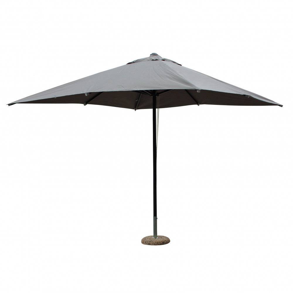 Ombrellone da giardino quadrato Brian 3x3m in poliestere grigio e struttura in alluminio, con base in pietra, ideale per esterni