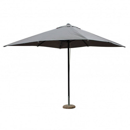 Ombrellone da giardino quadrato Brian 3x3m in poliestere grigio e struttura in alluminio, con base in pietra, ideale per esterni