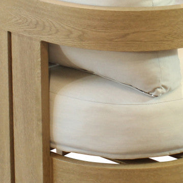 Salotto 3 posti con poltrona e tavolino, struttura alluminio effetto legno