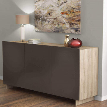 Mobile tre ante in truciolare bilaminato olmo e grigio 150x40x78 cm