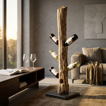 Porta bottiglie in legno di teak, dimensioni 30x35x100 cm
