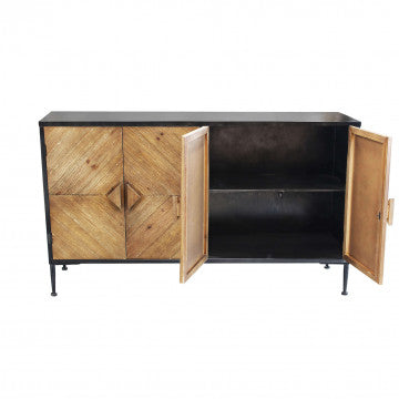 Mobile Derek in metallo e legno, dimensioni 147 x 44 x 85 cm