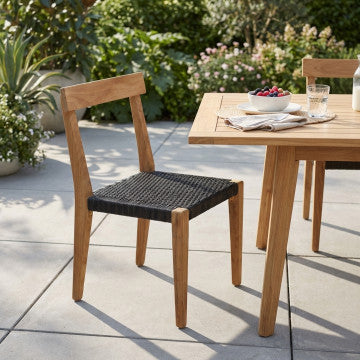 Sedia impilabile in teak e corda, 55x55x88 cm, peso 11 kg