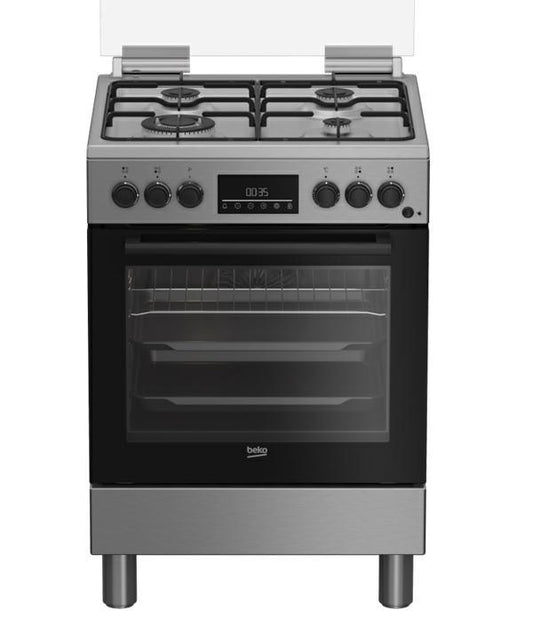 Cucina a Gas 4 Fuochi Forno Elettrico Inox 60x60 cm