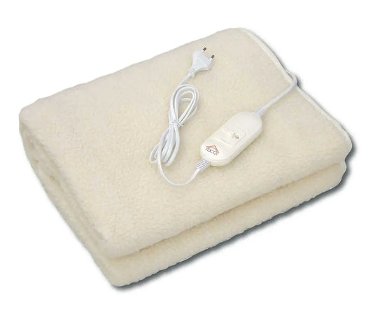 Scaldaletto matrimoniale in lana sintetica 160x140 cm con doppio comando 2x60W e 3 potenze, ideale per comfort invernale in camera da letto.