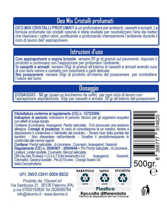 Deo mix cristalli profumati per aspirapolvere felce e talco gr.500