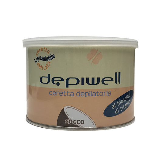 Cera depilatoria depilazione con biossido di titanio e cocco, contenitore da 400 ml, crema naturale e facile da applicare, per cura della pelle.