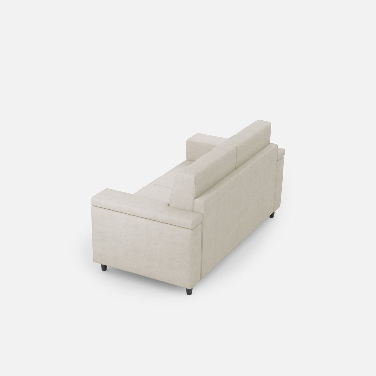 Retro angolare del divano Marrak 2 posti medio panna, con struttura solida e rivestimento uniforme per ambienti moderni.